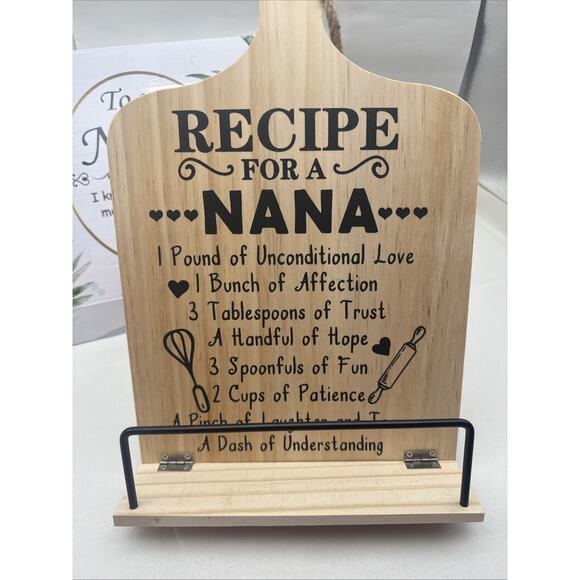Nana Gifts, Foldable Wooden Cookbook Stand for Grandma, Unique Recipe Stand READ - Picture 4 of 14